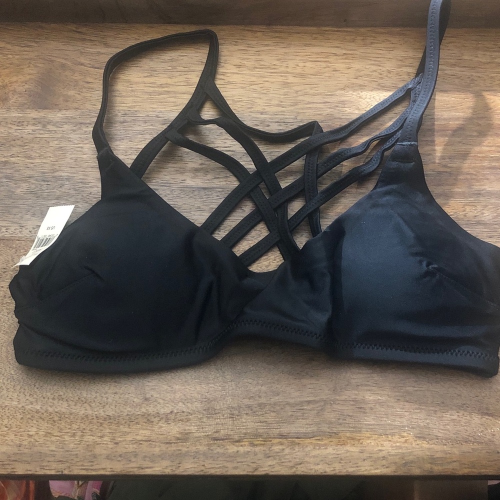 Aerie Black Strappy Bikini Top